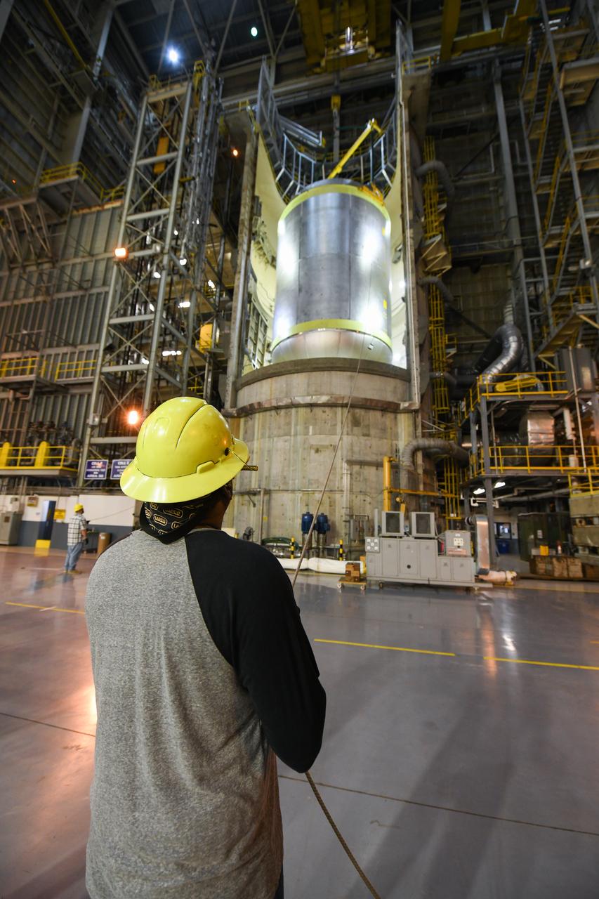 This image shows the latest progress NASA has made in manufacturing the liquid oxygen tank for the second core stage of NASA’s Space Launch System (SLS) rocket. The liquid oxygen tank will be used for the first crewed mission, Artemis II, of the agency’s Artemis program. Teams at NASA’s Michoud Assembly Facility in New Orleans recently completed internal cleaning of the liquid oxygen, or LOX, tank at the facility. Following the cleaning, crews prepared the propellant tank for the next phase of phase of assembly in a different area of the factory by moving, or breaking over, the tank from a vertical to horizontal position. The LOX tank is one of five major elements that make up the rocket’s massive 212-foot-tall core stage. The propellant tank holds 196,000 gallons of supercooled liquid oxygen to help fuel four RS-25 engines, and the internal cleaning ensures no contaminants make their way into the complex propulsion and engine systems of the deep space rocket. The stage, which includes a cluster of four RS-25, will produce more than 2 million pounds of thrust to help launch the SLS rocket and astronauts aboard NASA’s Orion spacecraft around the Moon for Artemis II.   NASA is working to land the first woman and the next man on the Moon by 2024. The agency’s SLS rocket offers more payload mass, volume capability and energy to speed missions through deep space and enable NASA’s Artemis lunar program. SLS, along with Orion, the human landing system, and the Gateway in orbit around the Moon are NASA’s backbone for deep space exploration. No other rocket is capable of carrying astronauts in Orion around the Moon in a single mission.